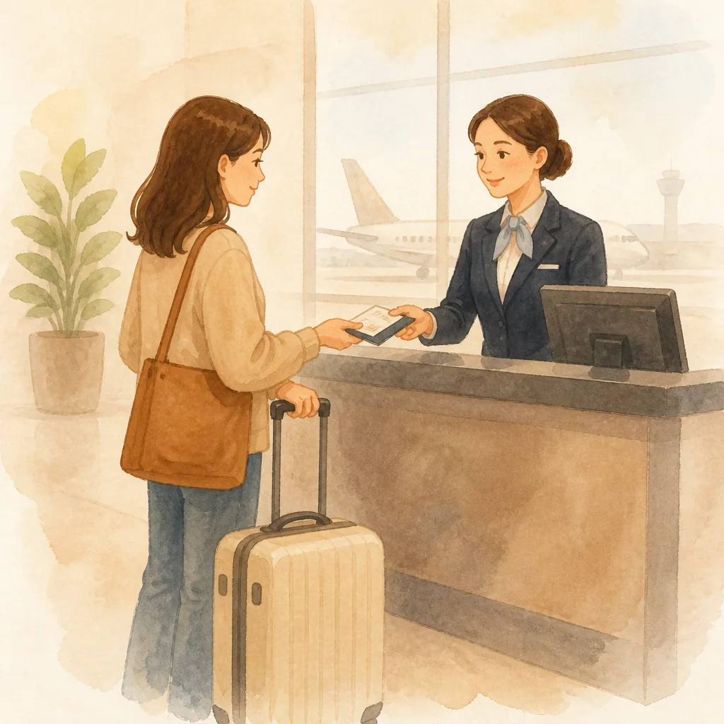 At the airport check-in desk